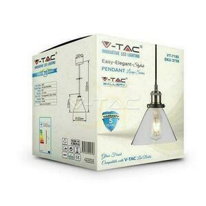 V-TAC LOFT Pendelarmatur Vintage Transparent Glas fi180 VT-7185 5 års garanti small 1