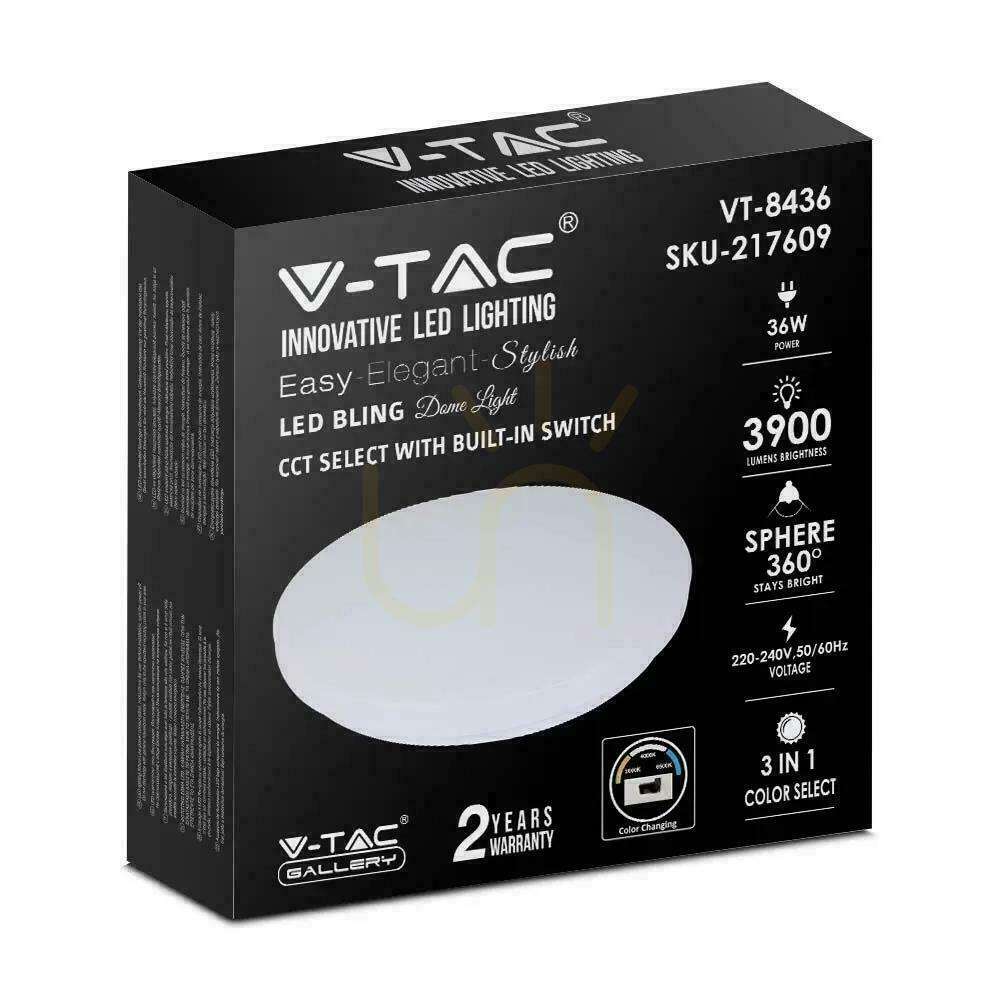 Förhandsvisning Plafond V-TAC 36W Milky CCT Färgförändring fi.480 VT-8436-M-N 3000K-6400K 3900lm Plafond V-TAC 36W Milky CCT Färgförändring fi.480 VT-8436-M-N 3000K-6400K 3900lm