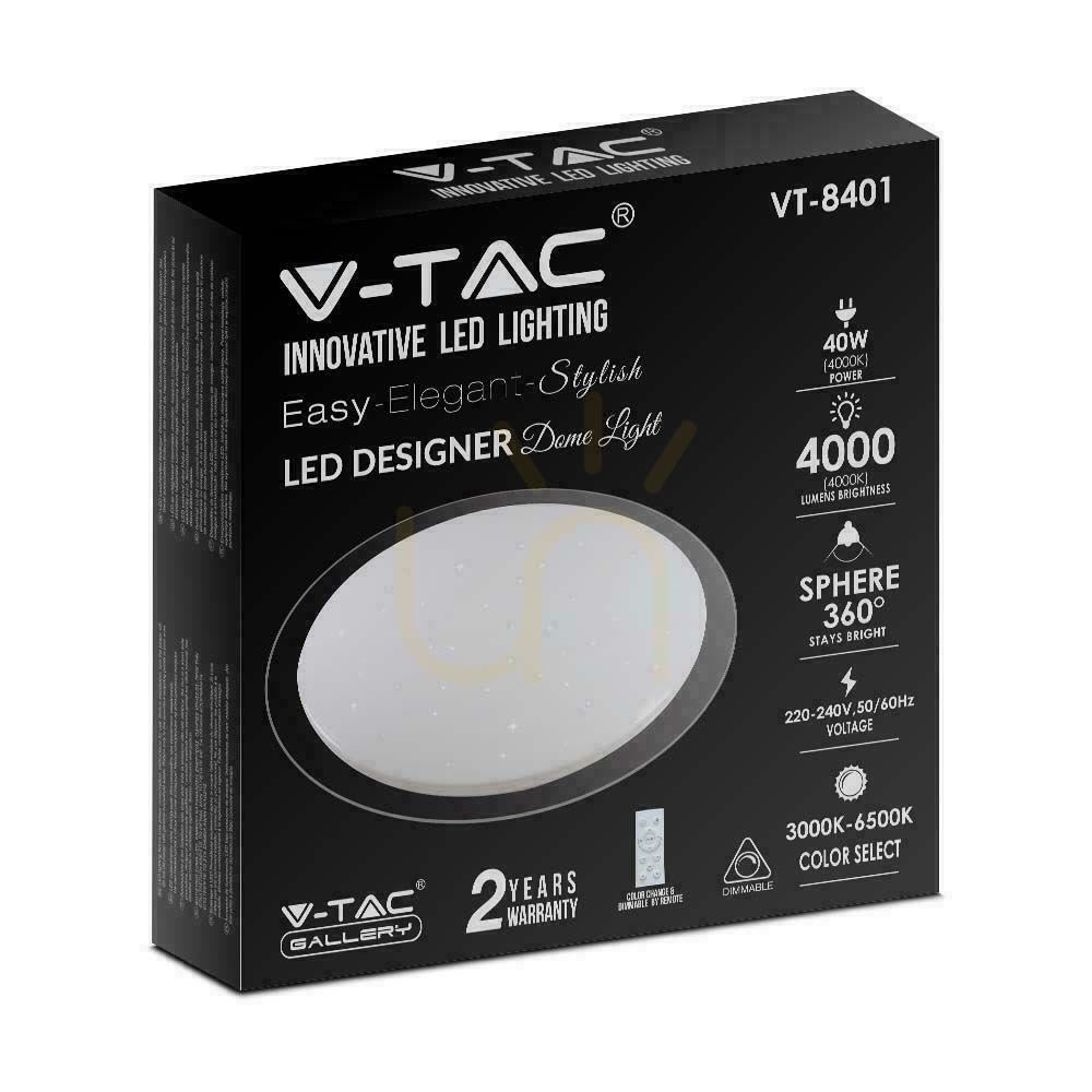 Utsikt Tak Plafond V-TAC 40W LED Pilot CCT fi.400 Stars VT-8401 3000K-6500K 2800lm Tak Plafond V-TAC 40W LED Pilot CCT fi.400 Stars VT-8401 3000K-6500K 2800lm