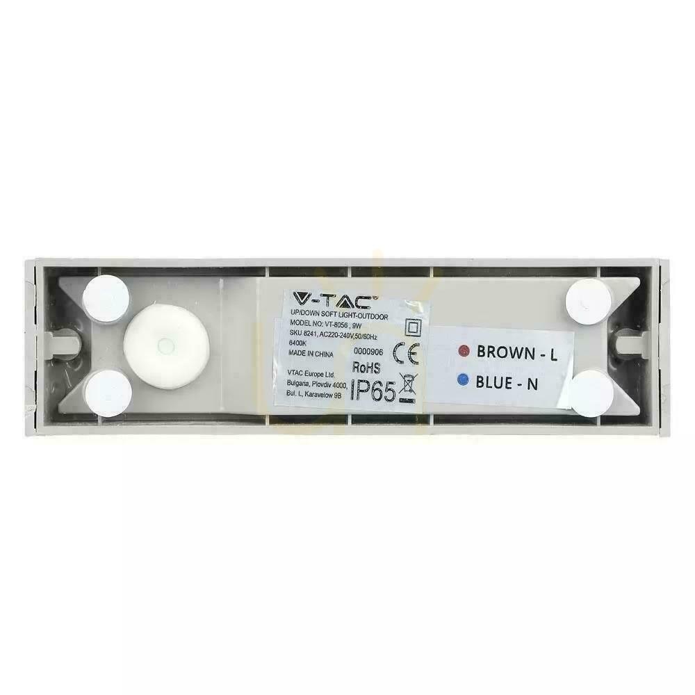 Display V-TAC 9W LED väggarmatur Top Down Grå IP65 VT-8056 6400K 850lm V-TAC 9W LED väggarmatur Top Down Grå IP65 VT-8056 6400K 850lm