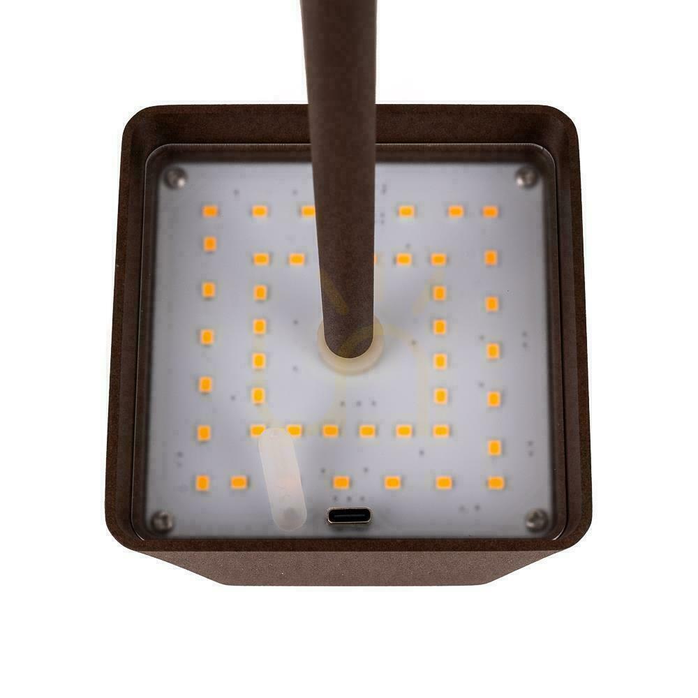 Kontrollera V-TAC 2W LED laddningsbar dimbar nattduksbordslampa IP54 brons Corten VT-7563 3000K 200lm V-TAC 2W LED laddningsbar dimbar nattduksbordslampa IP54 brons Corten VT-7563 3000K 200lm