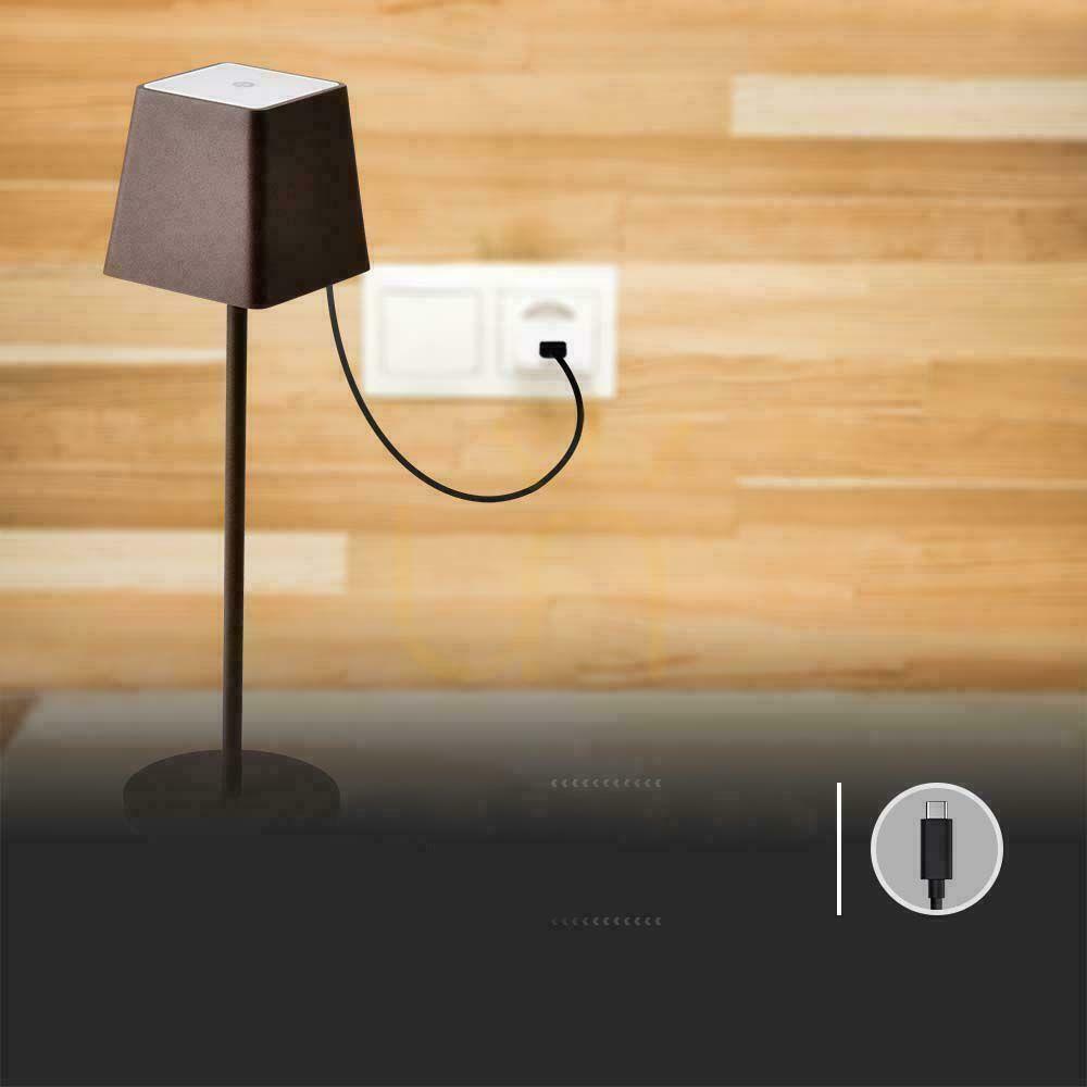 Display V-TAC 2W LED laddningsbar dimbar nattduksbordslampa IP54 brons Corten VT-7563 3000K 200lm V-TAC 2W LED laddningsbar dimbar nattduksbordslampa IP54 brons Corten VT-7563 3000K 200lm