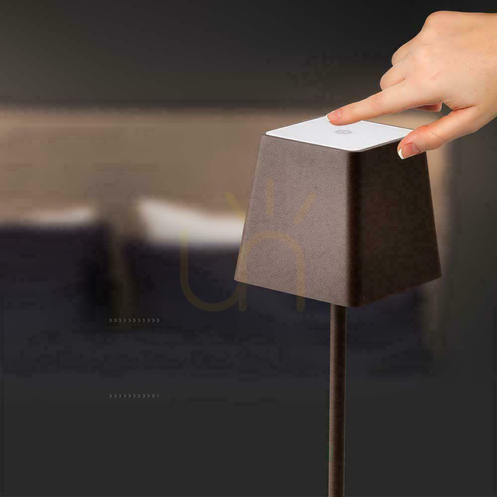 Visa V-TAC 2W LED laddningsbar dimbar nattduksbordslampa IP54 brons Corten VT-7563 3000K 200lm V-TAC 2W LED laddningsbar dimbar nattduksbordslampa IP54 brons Corten VT-7563 3000K 200lm