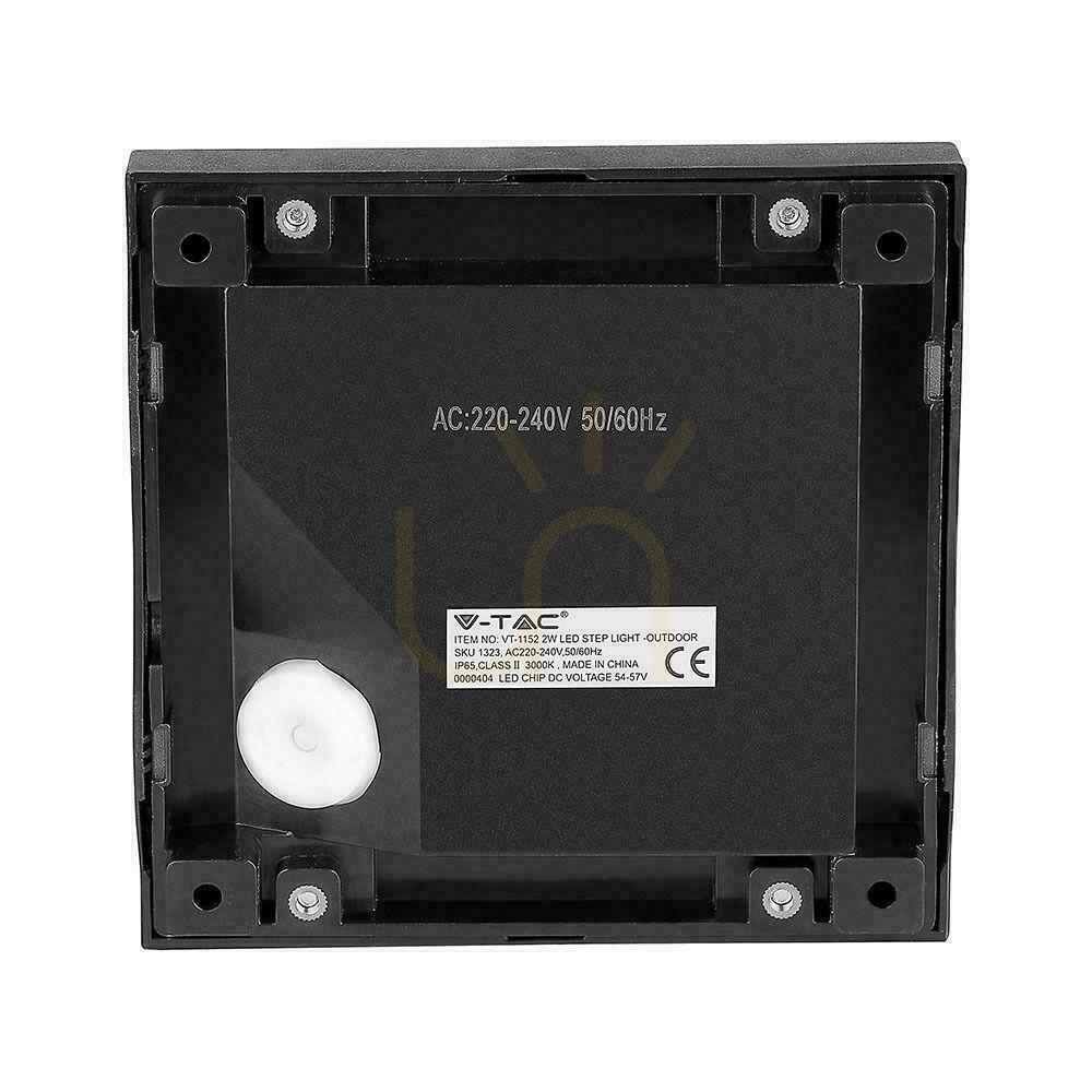 Kontrollera 2W LED V-TAC Trapparmatur Svart Kvadratisk 230V IP65 VT-1152 3000K 70lm 2W LED V-TAC Trapparmatur Svart Kvadratisk 230V IP65 VT-1152 3000K 70lm