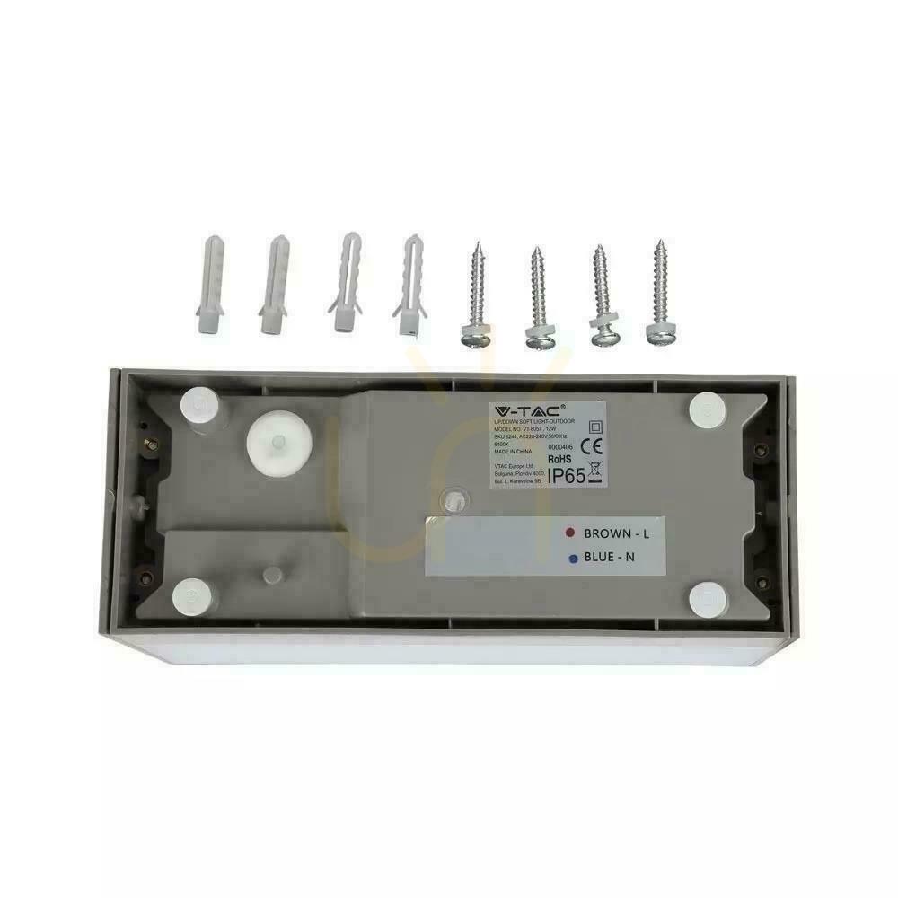 Display V-TAC 12W LED väggarmatur Top Down Grå IP65 VT-8057 6400K 1150lm V-TAC 12W LED väggarmatur Top Down Grå IP65 VT-8057 6400K 1150lm