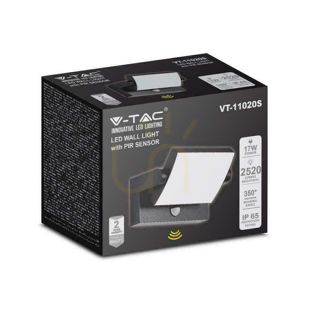 Kontrollera V-TAC 17W LED-projektor fasadarmatur rörelsesensor svart IP65 VT-11020S 4000K 2520lm. V-TAC 17W LED-projektor fasadarmatur rörelsesensor svart IP65 VT-11020S 4000K 2520lm.