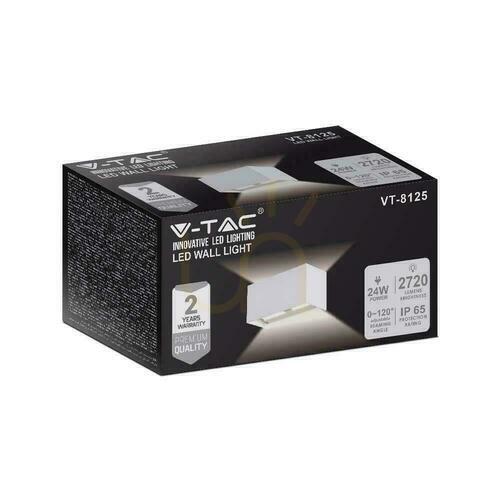 Kontrollera Vit LED-väggarmatur för utomhusbruk V-TAC VT-8125, 24 W, 3000 K, 2720 lm