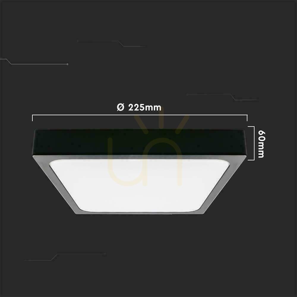 Visa Plafond V-TAC 18W LED Square IP44 23x23cm Svart VT-8618B-SQ 4000K 1800lm Plafond V-TAC 18W LED Square IP44 23x23cm Svart VT-8618B-SQ 4000K 1800lm