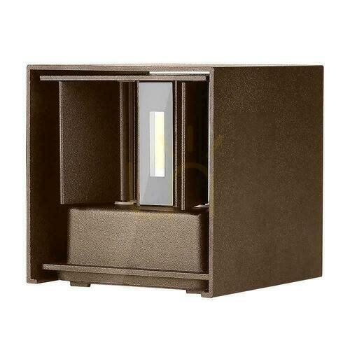 Kontrollera V-TAC 11W LED-väggarmatur Upptill Nedtill Justerbar Brons Corten Square IP65 VT-759-12 3000K 1360lm