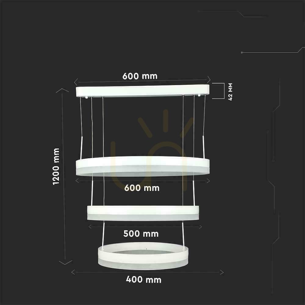 Visa V-TAC VT-82-3-W-N 86 W Soft Light LED pendant light 3000 K 4550 lm white V-TAC VT-82-3-W-N 86 W Soft Light LED pendant light 3000 K 4550 lm white