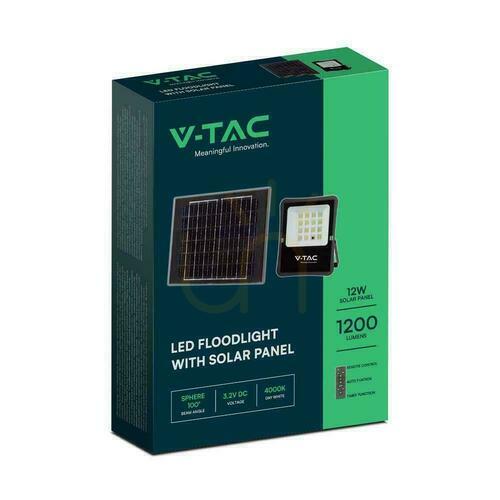 Kontrollera V-TAC 16W solär LED-strålkastare 1600 lm 4000 K med fjärrkontroll IP65 VT-55200