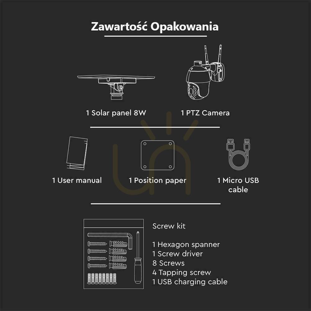 Visa V-TAC WiFi WiFi HD SMART Solar PTZ IR Utomhuskamera Svart VT-11024 V-TAC WiFi WiFi HD SMART Solar PTZ IR Utomhuskamera Svart VT-11024