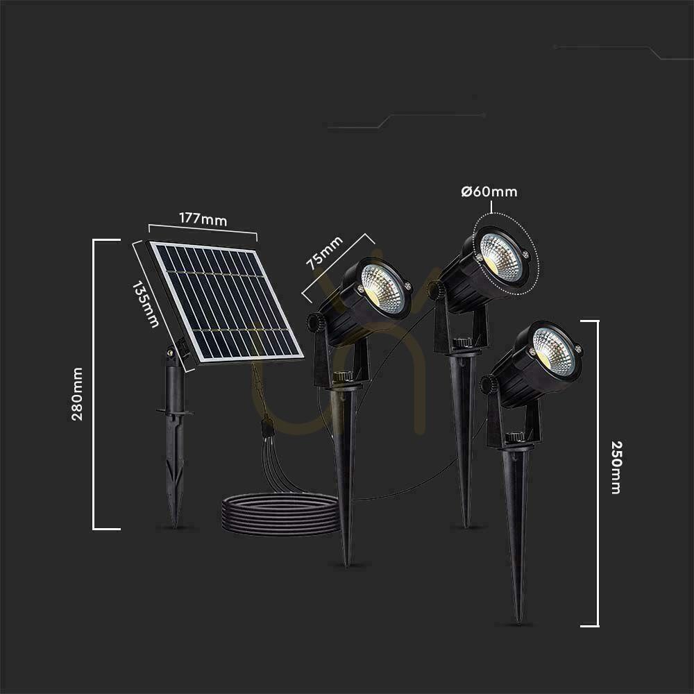 Förhandsvisning LED V-TAC Solcellsdriven trädgårdsarmatur för mark 3x1,2W IP65 VT-11032 3000K 50lm 3 års garanti LED V-TAC Solcellsdriven trädgårdsarmatur för mark 3x1,2W IP65 VT-11032 3000K 50lm 3 års garanti