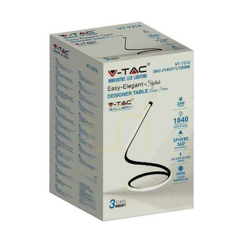 Kontrollera LED-lampa V-TAC böjd svart profil 20W 35cm VT-7312-B-N 3000K 1840lm 3 års garanti