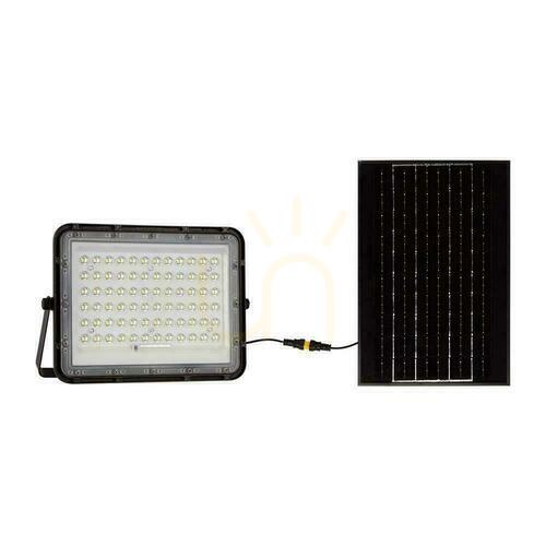 Kontrollera V-TAC 15W Solar LED-projektor Fjärrkontroll, AUTO, Timer, IP65 Svart VT-120W 6400K 1200lm