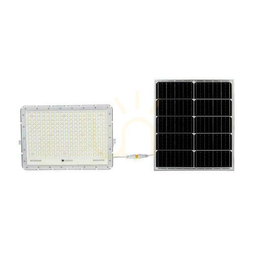 Kontrollera V-TAC 30W Solar LED-projektor Fjärrkontroll, AUTO, Timer, IP65 Vit VT-240W-W 6400K 2600lm