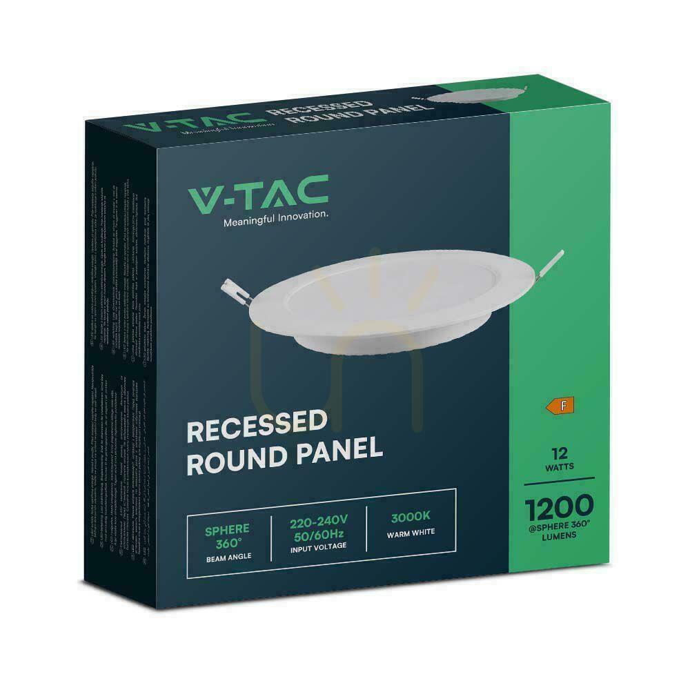 Förhandsvisning V-TAC LED Panel Infälld Premium Downlight 12W Rund fi170 VT-61012 3000K 1200lm. V-TAC LED Panel Infälld Premium Downlight 12W Rund fi170 VT-61012 3000K 1200lm.