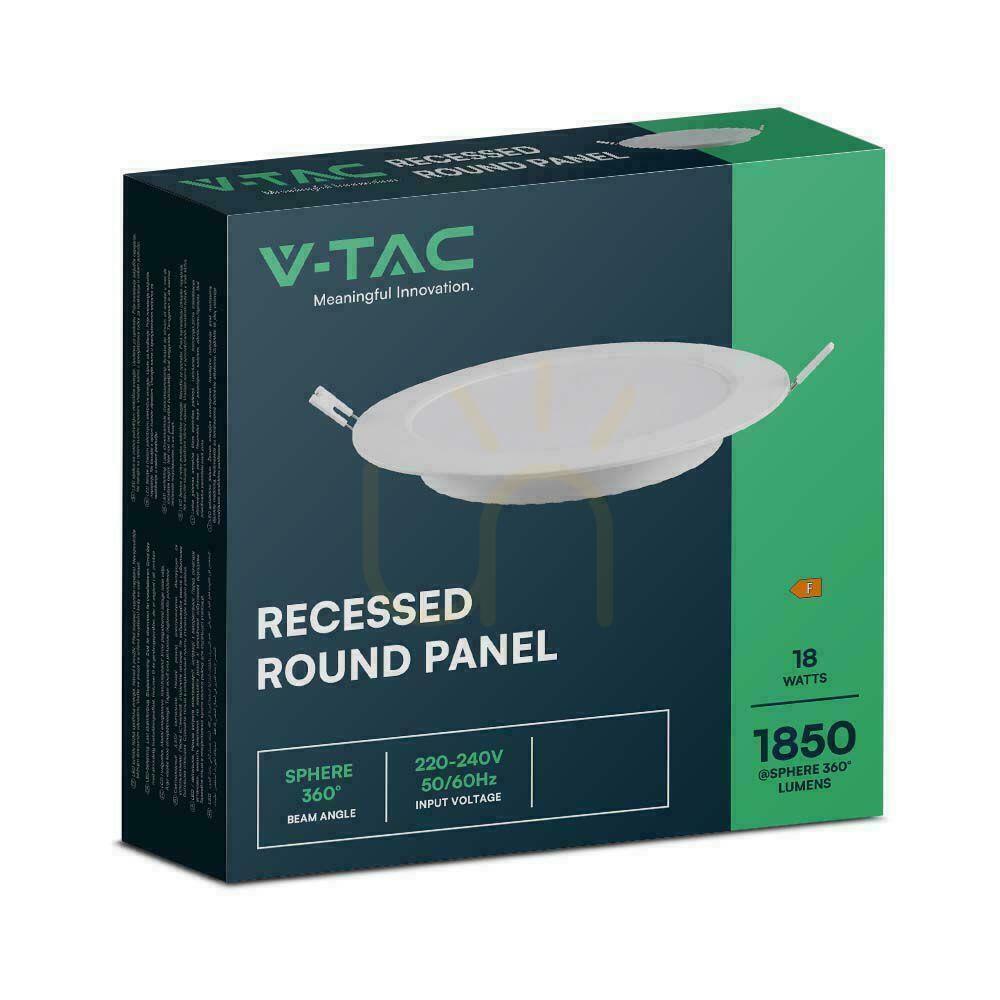 Förhandsvisning LED-panel V-TAC Infälld Premium Downlight 18W Rund fi220 VT-61018 4000K 1980lm LED-panel V-TAC Infälld Premium Downlight 18W Rund fi220 VT-61018 4000K 1980lm