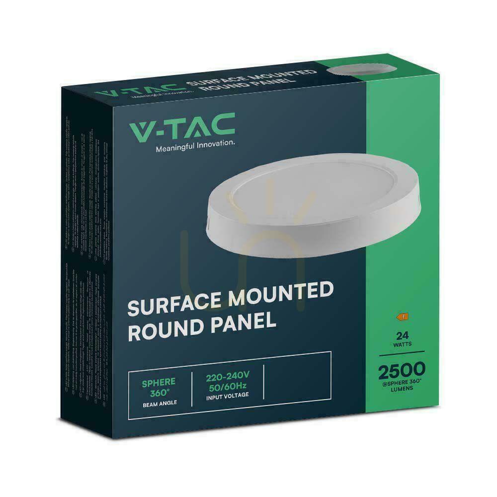 Förhandsvisning V-TAC Ytmonterad LED Panel Premium Downlight 24W Rund fi290 VT-60024 3000K 2500lm. V-TAC Ytmonterad LED Panel Premium Downlight 24W Rund fi290 VT-60024 3000K 2500lm.