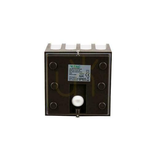 Kontrollera V-TAC 8W LED trädgårdsväggarmatur IP65 120x120 Brun VT-732 4000K 800lm.