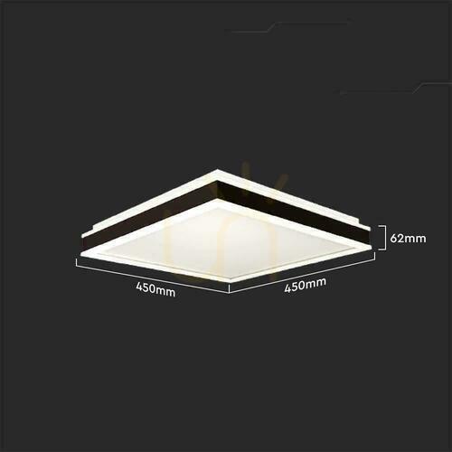 Kontrollera Plafond V-TAC 24W LED 3in1 svart fyrkant 45x45cm VT-7782 4000K 2450lm