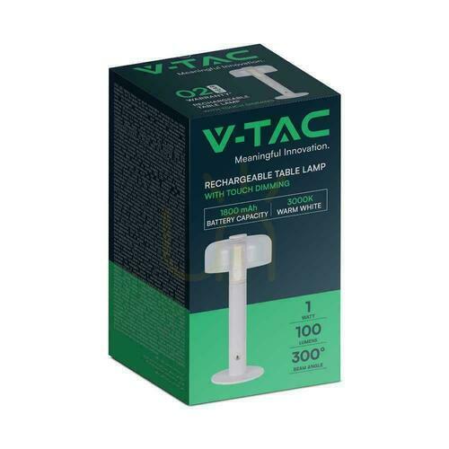 Kontrollera V-TAC 1W LED nattduksbordslampa 30cm USB-laddning dimbar vit VT-1049 3000K 100lm
