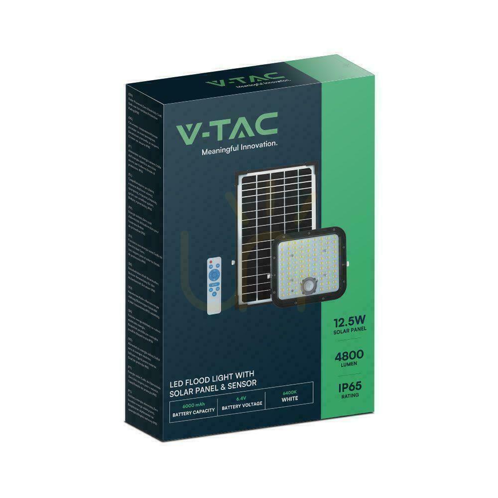 Visa V-TAC 30W IP65 Solar LED-projektor, fjärrtimer, LiFePo 6,4V 6000mA Svart VT-432 4000K 4800lm 3 års garanti V-TAC 30W IP65 Solar LED-projektor, fjärrtimer, LiFePo 6,4V 6000mA Svart VT-432 4000K 4800lm 3 års garanti