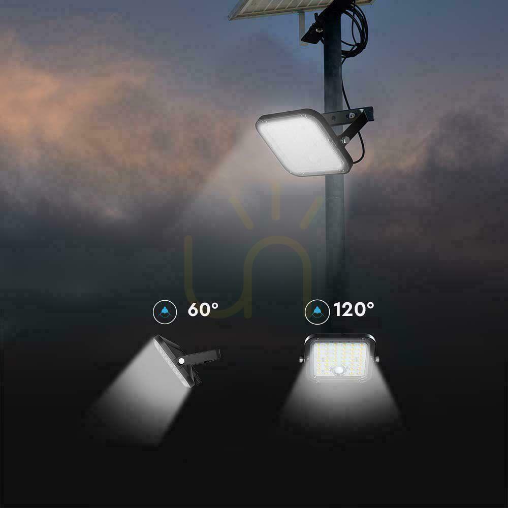Utsikt V-TAC 30W IP65 Solar LED-projektor, fjärrtimer, LiFePo 6,4V 6000mA Svart VT-432 6400K 4800lm 3 års garanti V-TAC 30W IP65 Solar LED-projektor, fjärrtimer, LiFePo 6,4V 6000mA Svart VT-432 6400K 4800lm 3 års garanti