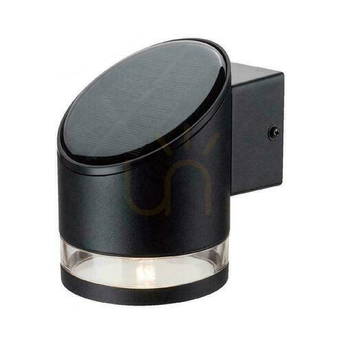 Kontrollera V-TAC 1W LED Svart IP54 VT-1138 3000K 70lm Solar Garden Vägglampa 3 års garanti