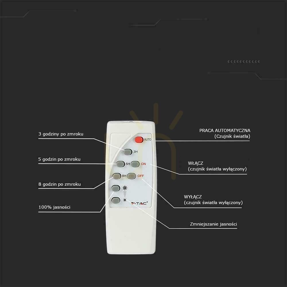 Utsikt V-TAC Solar LED-projektor 35W vit IP65, fjärrkontroll, timer VT-100W 6400K 2450lm V-TAC Solar LED-projektor 35W vit IP65, fjärrkontroll, timer VT-100W 6400K 2450lm