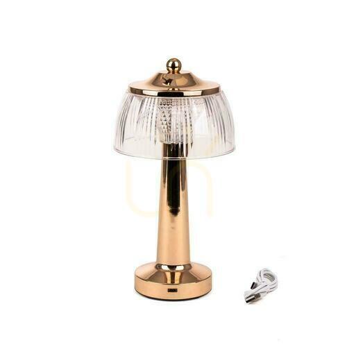Kontrollera V-TAC 1W LED 26cm skrivbordslampa Nattlampa USB-laddning Dimbar Guld VT-1048 3000K-6000K 55lm.