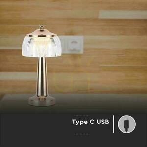 V-TAC 1W LED 26cm skrivbordslampa Nattlampa USB-laddning Dimbar Guld VT-1048 3000K-6000K 55lm. small 7