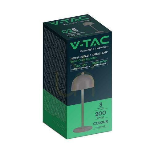 Kontrollera V-TAC 3W LED nattduksbordslampa 30cm USB-laddning dimbar grå VT-1052 3000K-6000K 200lm