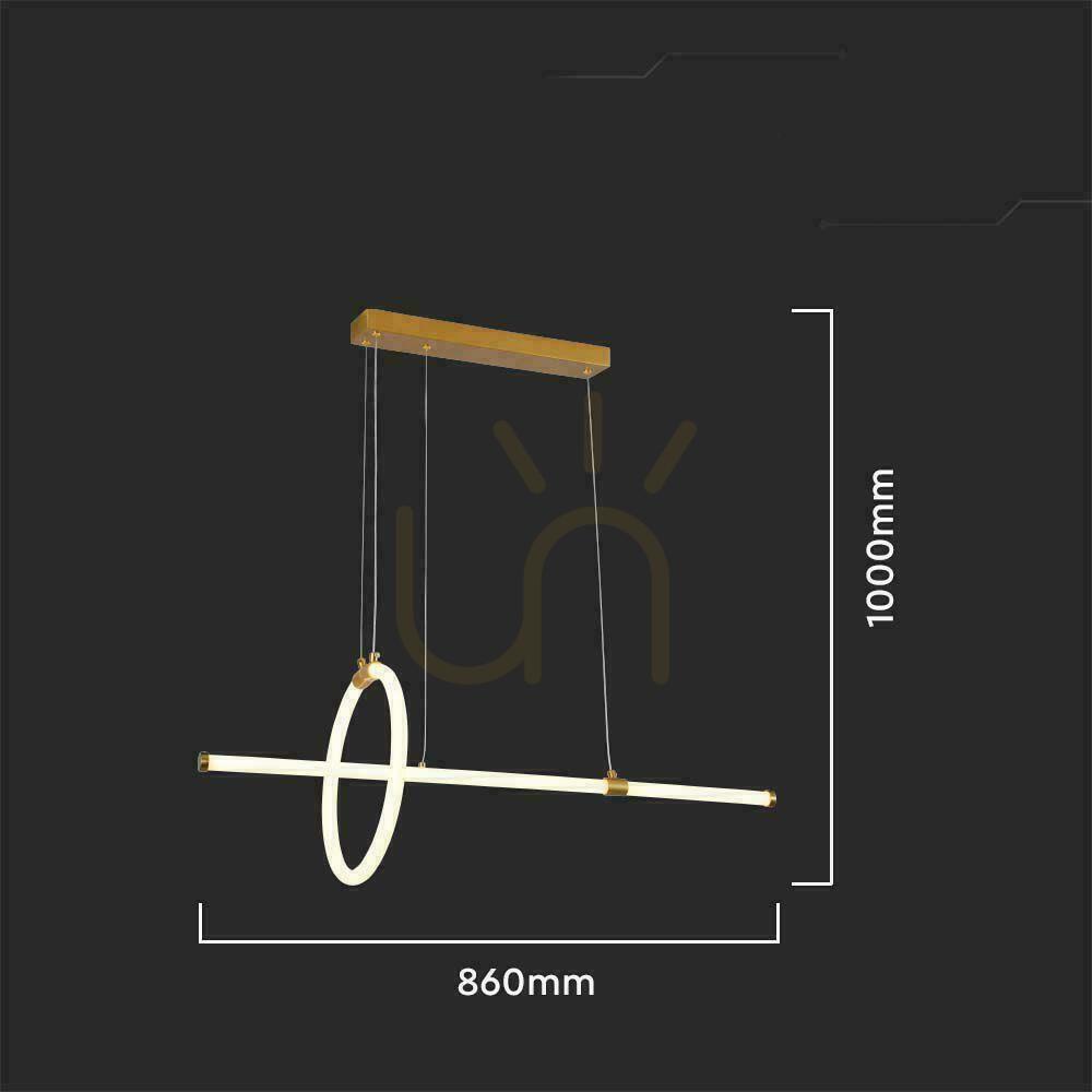 Utsikt V-TAC 16W LED pendelarmatur Guld VT-7818 3000K 1820lm V-TAC 16W LED pendelarmatur Guld VT-7818 3000K 1820lm