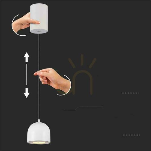 Kontrollera V-TAC LED pendelarmatur 8,5W 100cm Justerbar, beröringsfri strömbrytare Vit VT-7795 3000K 850lm