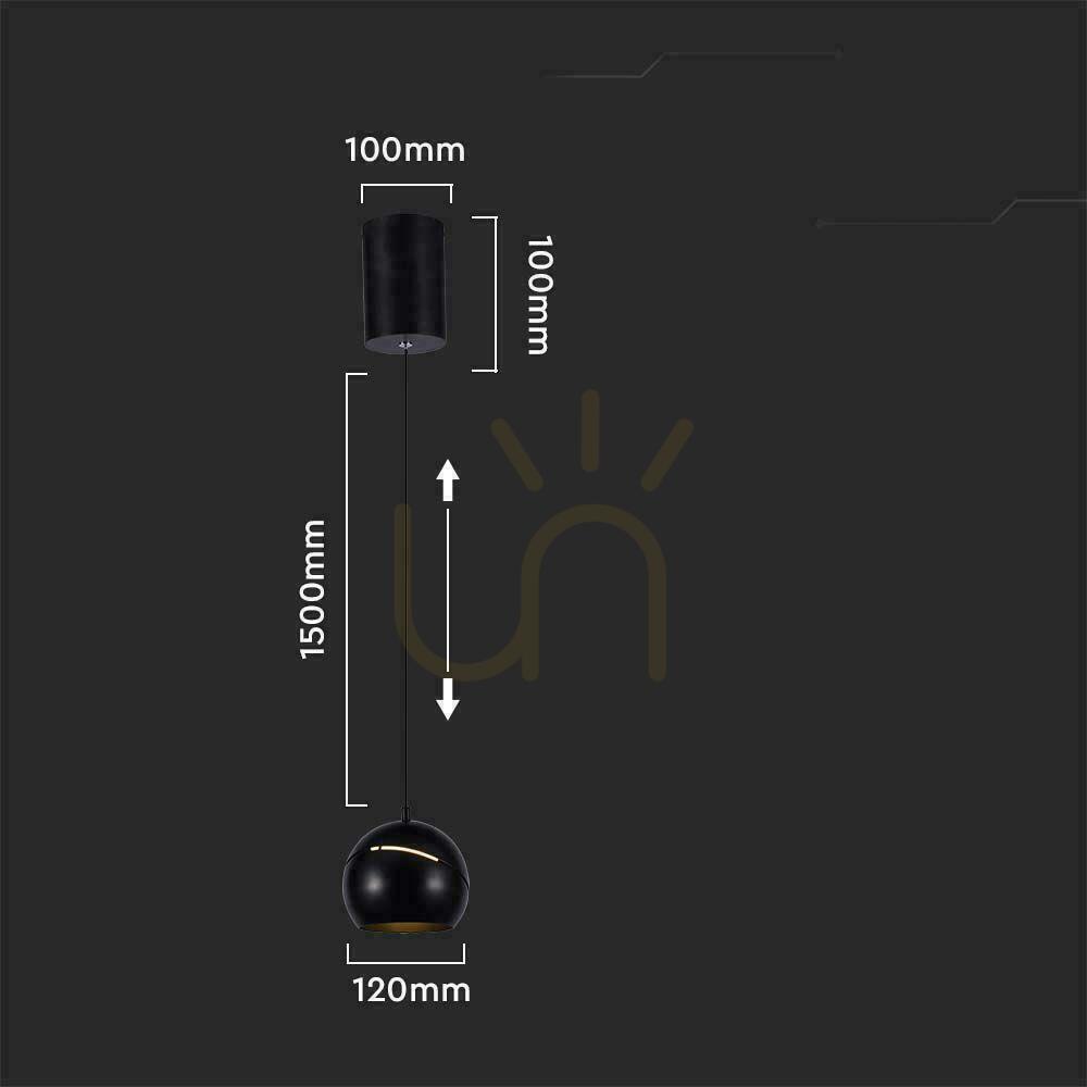 Utsikt V-TAC LED pendelarmatur 8,5W 150cm Justerbar Svart VT-7797 3000K 850lm V-TAC LED pendelarmatur 8,5W 150cm Justerbar Svart VT-7797 3000K 850lm