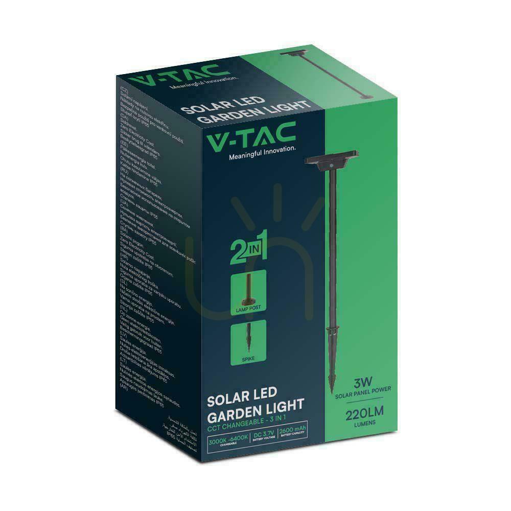Display V-TAC Solar Garden Pole 2-funktion IP65 53cm Svart VT-4102 3000K-6400K 220lm 3 års garanti V-TAC Solar Garden Pole 2-funktion IP65 53cm Svart VT-4102 3000K-6400K 220lm 3 års garanti