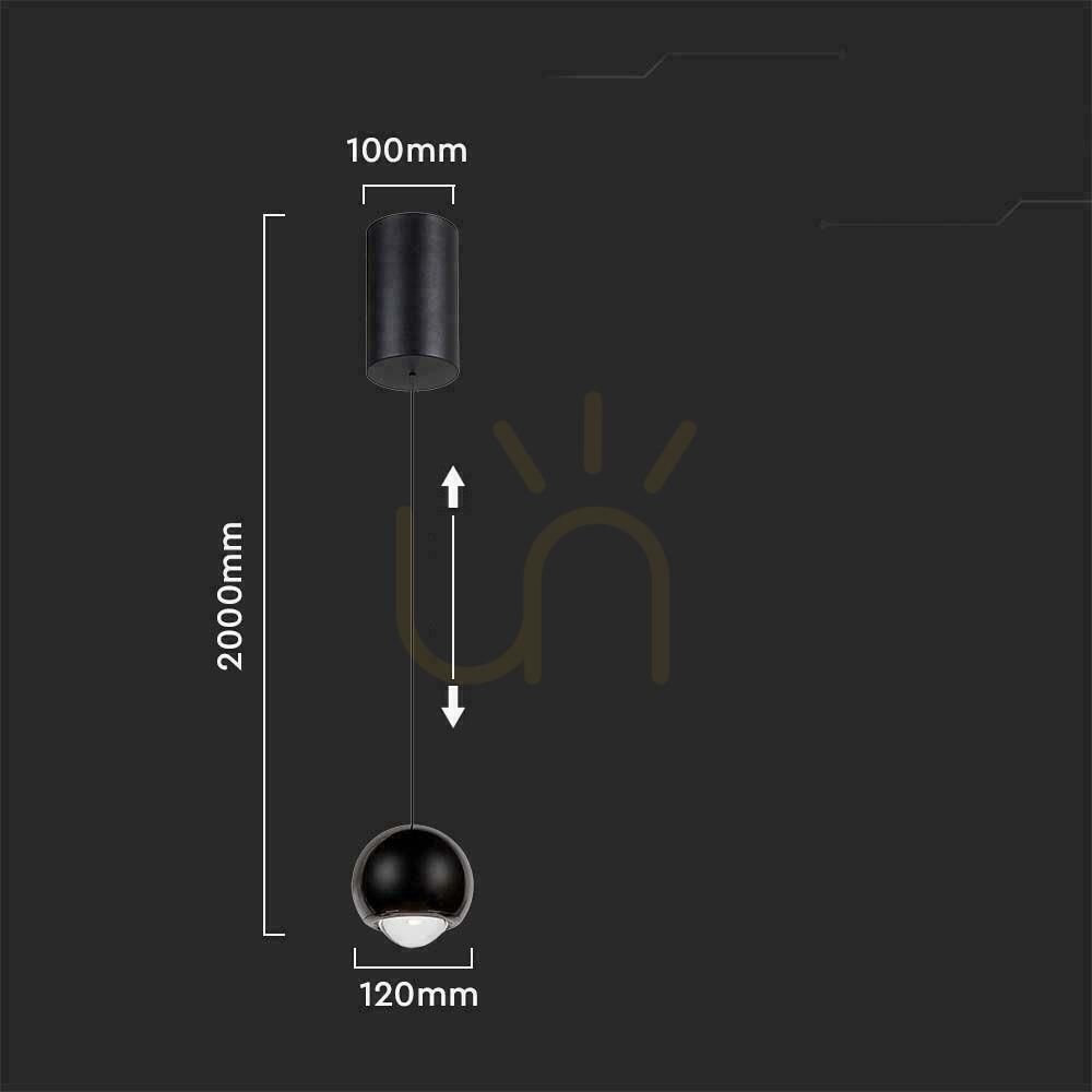 Förhandsvisning V-TAC LED pendelarmatur 6W justerbar 200cm Svart VT-7508 3000K 500lm V-TAC LED pendelarmatur 6W justerbar 200cm Svart VT-7508 3000K 500lm