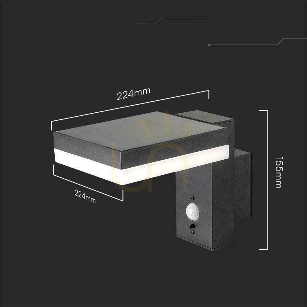 Förhandsvisning V-TAC 5,5W LED väggmonterad solcellslampa rörelsesensor fyrkantig IP54 VT-1147 3000K 220lm 3 års garanti V-TAC 5,5W LED väggmonterad solcellslampa rörelsesensor fyrkantig IP54 VT-1147 3000K 220lm 3 års garanti