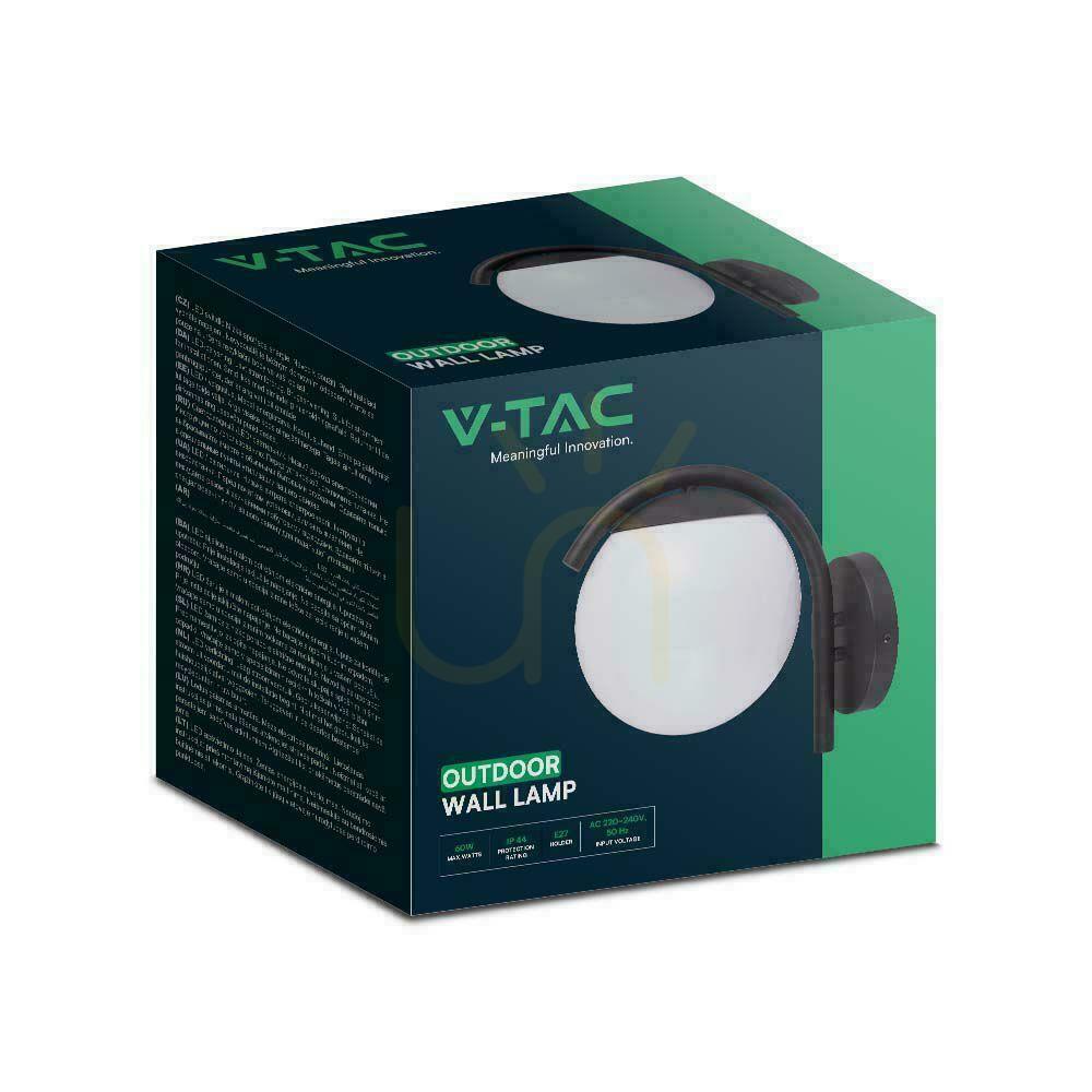 Utsikt V-TAC Sphere Trädgårdsarmatur E27 Vägglampa Svart MAT VT-1150 3 års garanti V-TAC Sphere Trädgårdsarmatur E27 Vägglampa Svart MAT VT-1150 3 års garanti