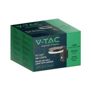 Vägglampa för trädgård Solar V-TAC 5,5W LED rörelsesensor rund IP54 VT-1147 3000K 220lm 3 års garanti small 1
