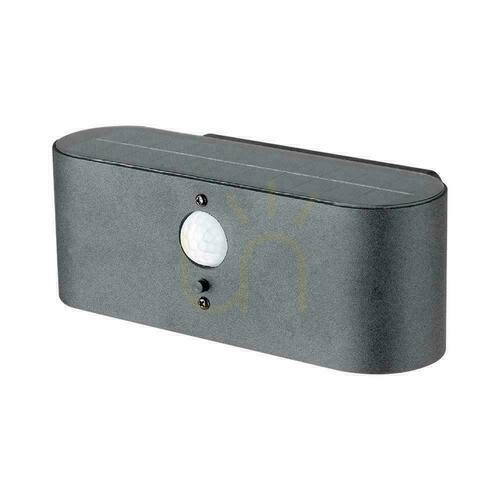 Kontrollera Vägglampa för trädgård Solar V-TAC 0,8W LED rörelsesensor IP54 VT-1148 3000K 100lm 3 års garanti