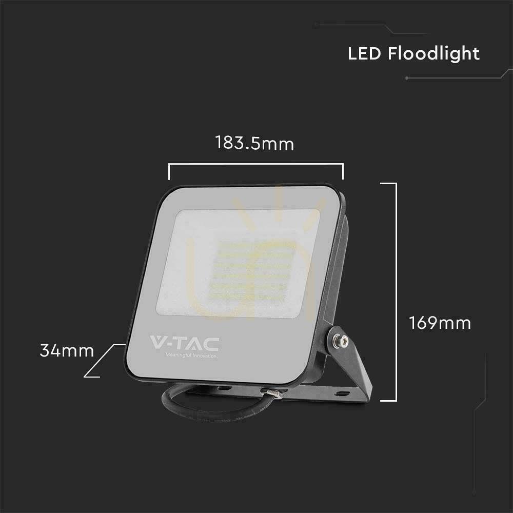 Visa V-TAC LED-projektor 50W 185Lm/W Svart VT-4456 4000K 9250lm V-TAC LED-projektor 50W 185Lm/W Svart VT-4456 4000K 9250lm