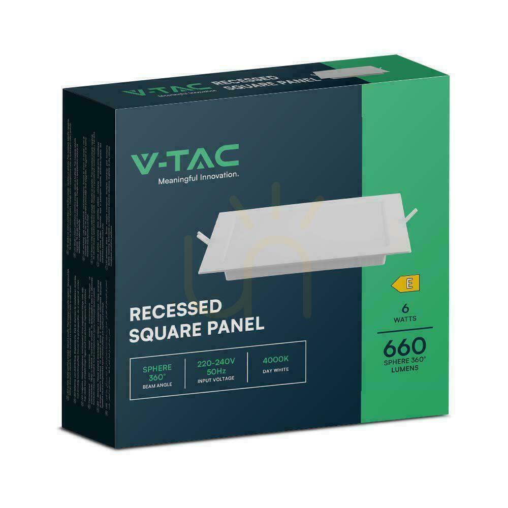 Visa V-TAC Infälld LED Panel Premium Downlight 6W Square 120x120 VT-61006 6500K 660lm. V-TAC Infälld LED Panel Premium Downlight 6W Square 120x120 VT-61006 6500K 660lm.