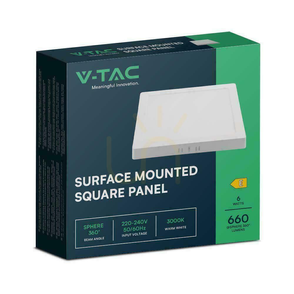 Förhandsvisning V-TAC Ytmonterad LED-panel Premium Downlight 6W Square 120x120 VT-60006 3000K 660lm. V-TAC Ytmonterad LED-panel Premium Downlight 6W Square 120x120 VT-60006 3000K 660lm.