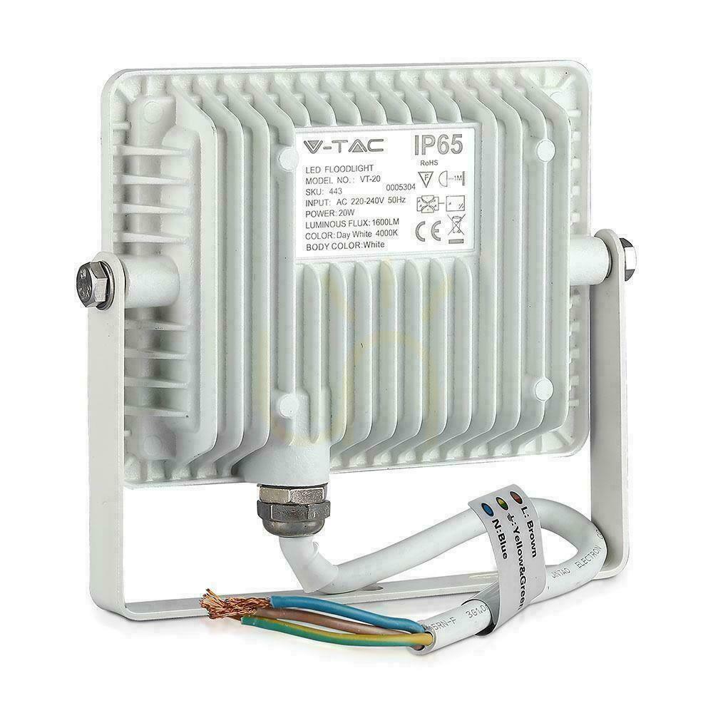 Kontrollera V-TAC 20W SAMSUNG CHIP Vit VT-20-W LED-projektor 6400K 1600lm 5 års garanti V-TAC 20W SAMSUNG CHIP Vit VT-20-W LED-projektor 6400K 1600lm 5 års garanti