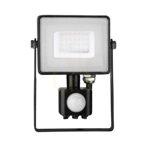 Kontrollera V-TAC 30W LED-projektor SAMSUNG CHIP Rörelsesensor Avstängningsfunktion Svart VT-30-S-B 3000K 2400lm 5 års garanti