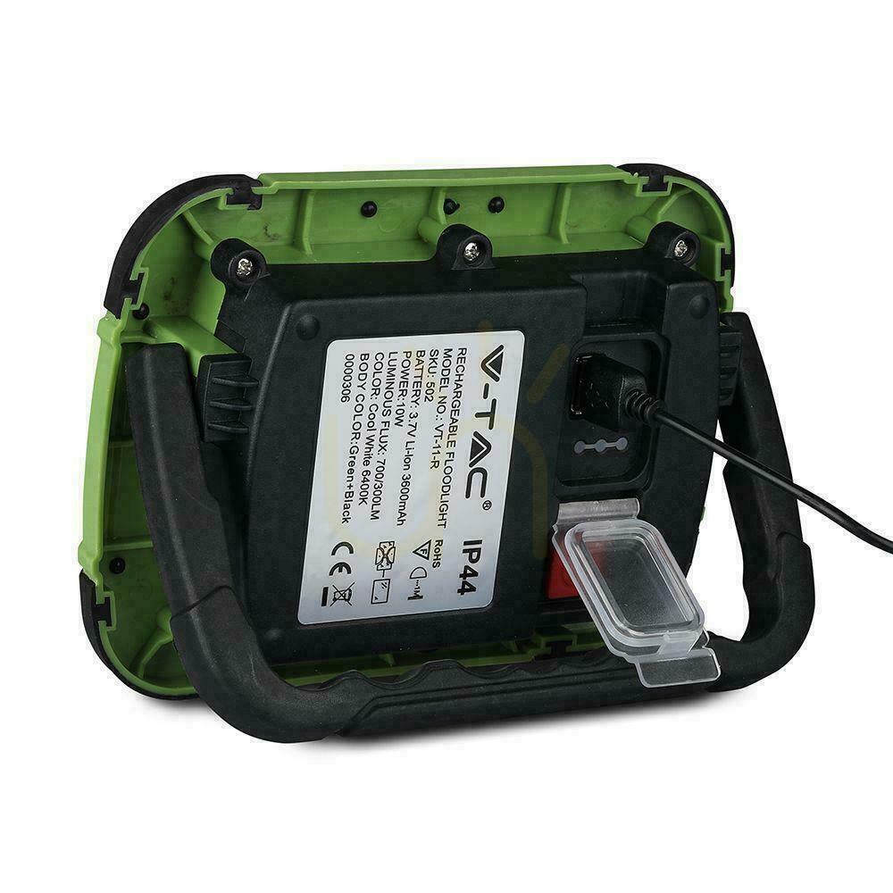 Förhandsvisning V-TAC LED-projektor 10W USB-laddningsbar SAMSUNG CHIP SOS-funktion 3,7V Li-Ion IP44 VT-11-R 6400K 700lm V-TAC LED-projektor 10W USB-laddningsbar SAMSUNG CHIP SOS-funktion 3,7V Li-Ion IP44 VT-11-R 6400K 700lm