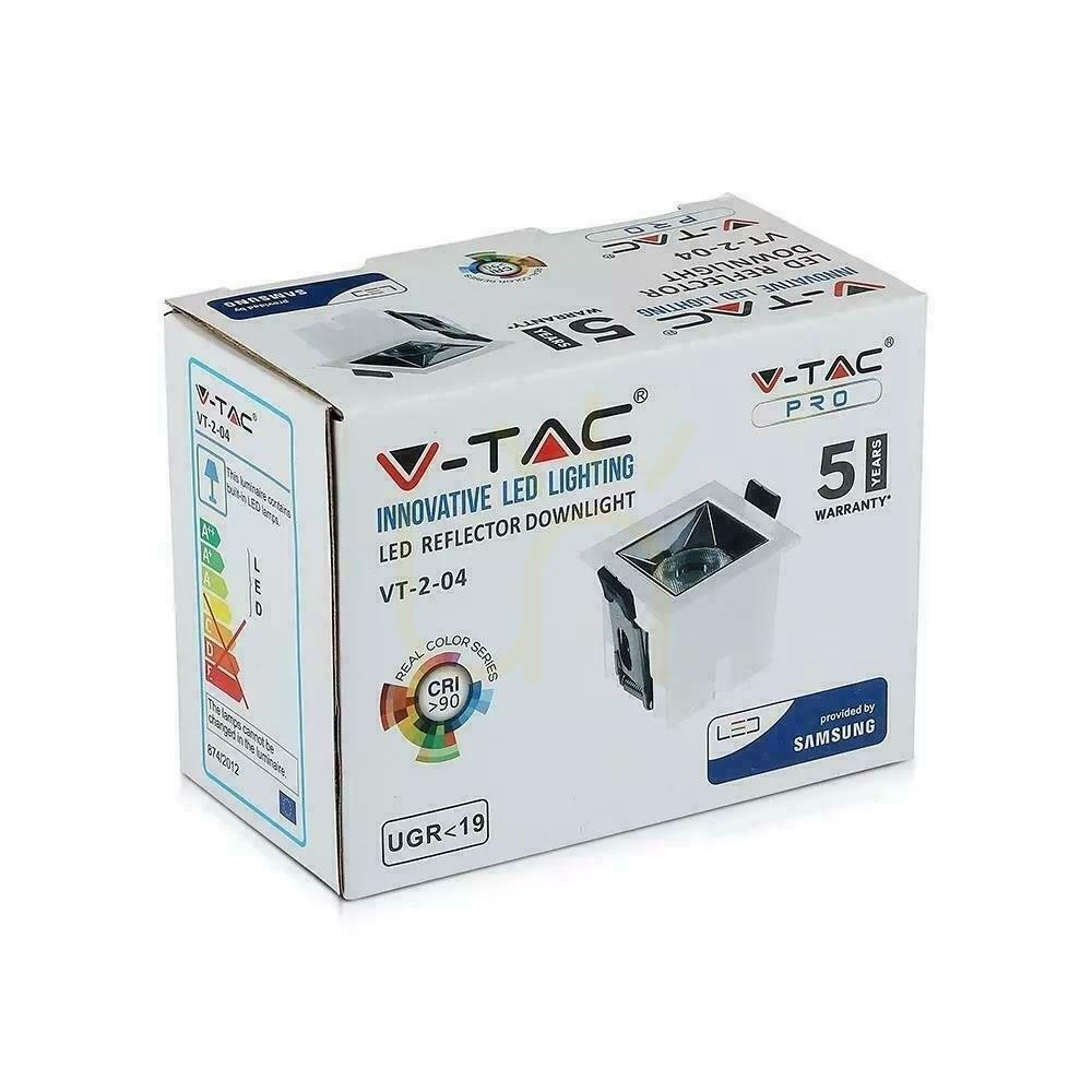Display V-TAC downlight SAMSUNG CHIP 4W UGR19 CRI90+ 12st VT-2-04 5700K 320lm 5 års garanti V-TAC downlight SAMSUNG CHIP 4W UGR19 CRI90+ 12st VT-2-04 5700K 320lm 5 års garanti