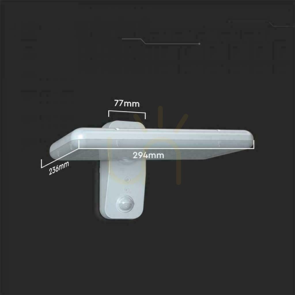 Display V-TAC 15W CCT rörelsesensor IP65 vit VT-414 4000K-6000K 2000lm väggmonterad solcellslampa för trädgård. V-TAC 15W CCT rörelsesensor IP65 vit VT-414 4000K-6000K 2000lm väggmonterad solcellslampa för trädgård.